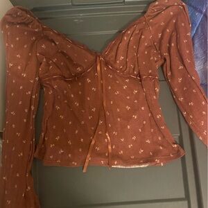 Women's Brown Floral Top